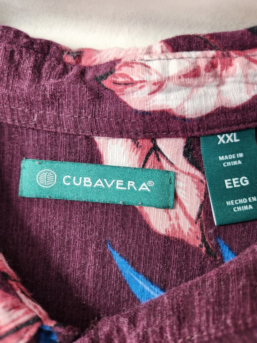 Cubavera Tropical Floral Camp Shirt XXL Purple Pink Blue Flowy Viscose Hawaiian - Picture 8 of 11